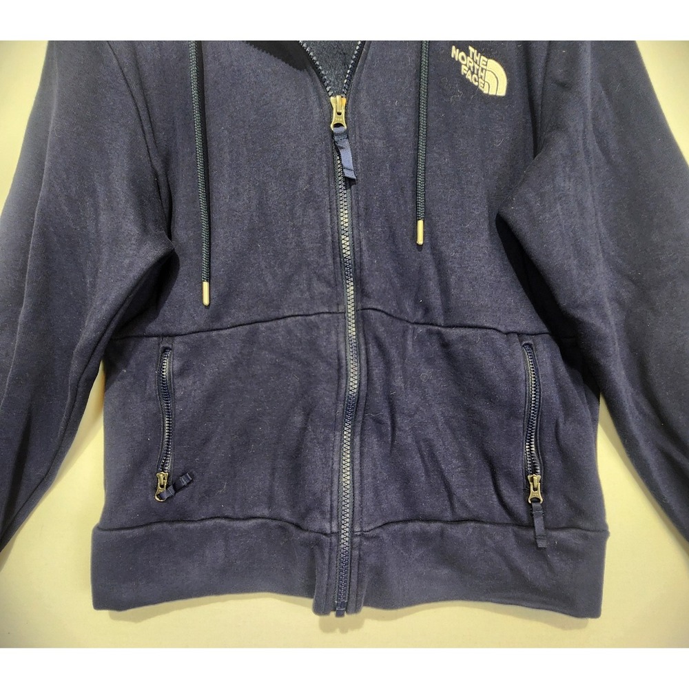 The North Face Women's Casual Hooded Full Zip Fleece Jacket Navy Blue Size S - Picture 2 of 9